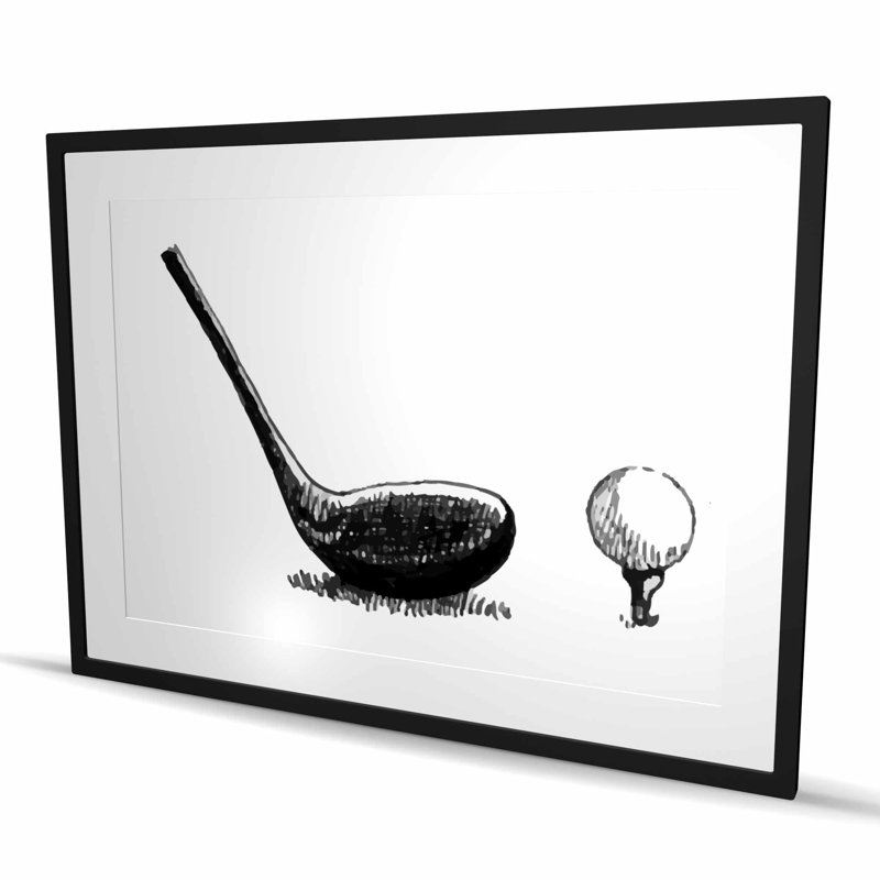 Illustration de club de golf BW - impression encadrée «Man Cave»