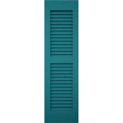 Volets extérieurs Americraft à deux persiennes égales en bois véritable (par paire), 18 po L x 82 po H, avec capuchons de volets en aluminium, Antigua