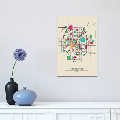 Edmonton, Canada Map by Ayse Deniz Akerman - Wrapped Canvas Gallery-Wrapped Canvas Giclée
