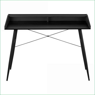 Bureaux pour bureau personnel avec rangement, plateau en stratifié noir moderne de 48 po L | Base en métal noir | Panneau de particules