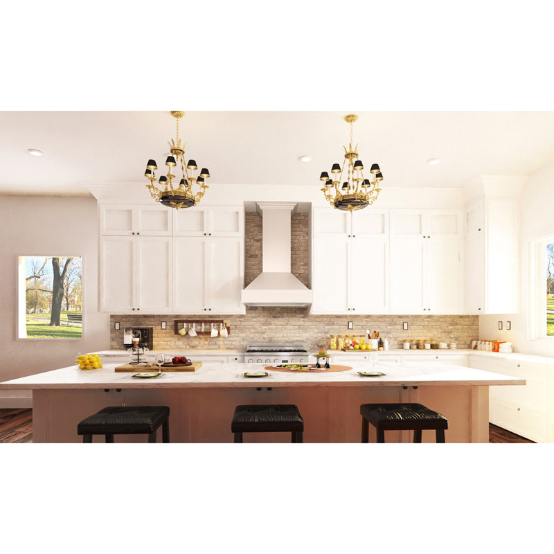30" Wood 400 CFM Ducted Wall Mount Range Hood, Black, 36" W