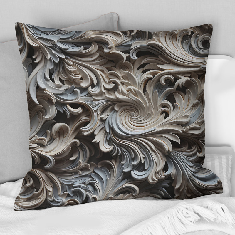 Beige et argent à motif cachemire sphinx - Coussin abstrait corail récif multicolore azur - Coussin décoratif