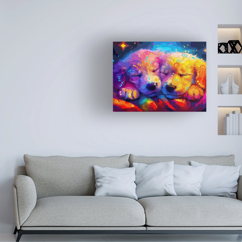 Art sur toile Dean Dean - Evolution Collection Sleepytime Goldens, H 14 po x l 19 po