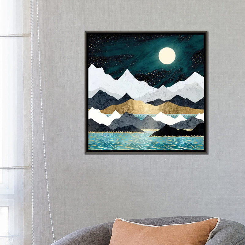 « ocean stars » par spacefrog designs-print, H 26 po x l 26 po x P 1,5 po, Toile avec cadre noir patiné