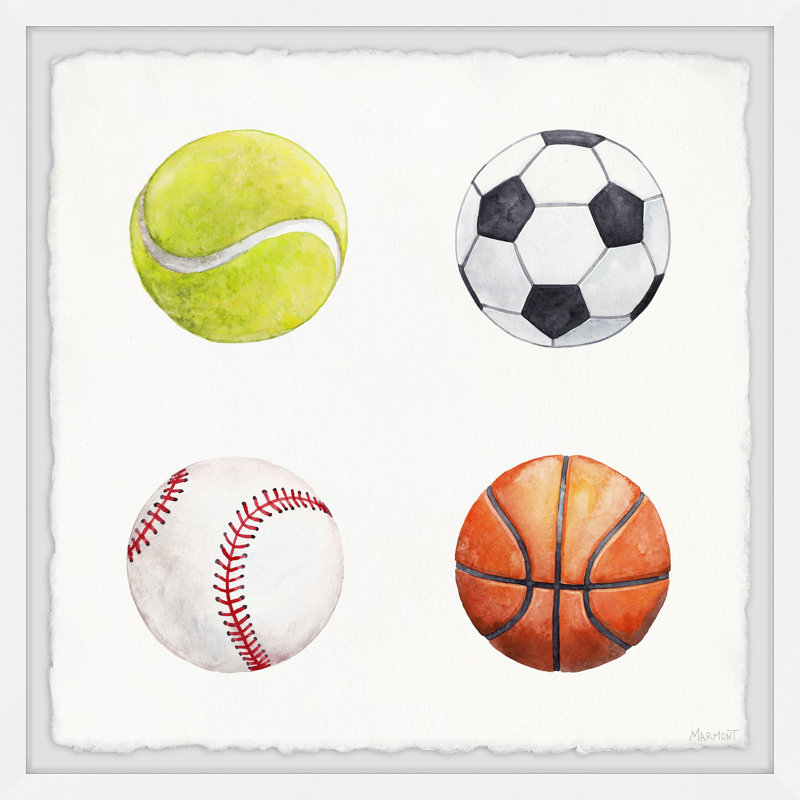 «Brents Assorted Sport Balls», reproduction encadrée, H 32 po x l 32 po x P 1,5 po