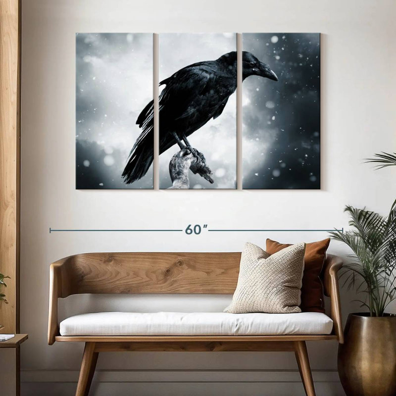 Brampt Black Raven Bird, 32" H x 50" W