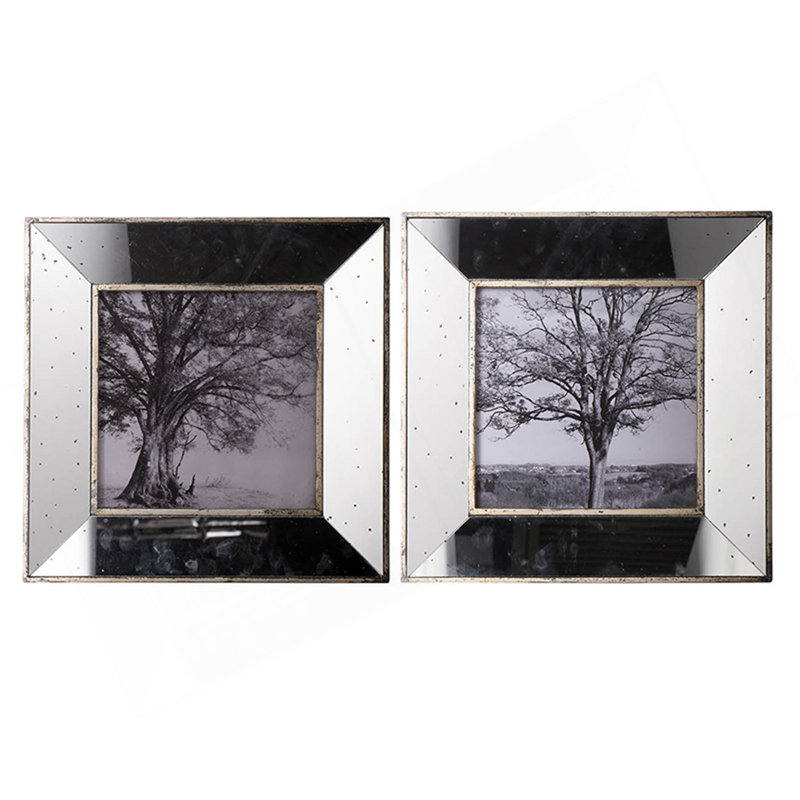 S/2 Vintage Silver Reflective Picture Frames, 15X15"