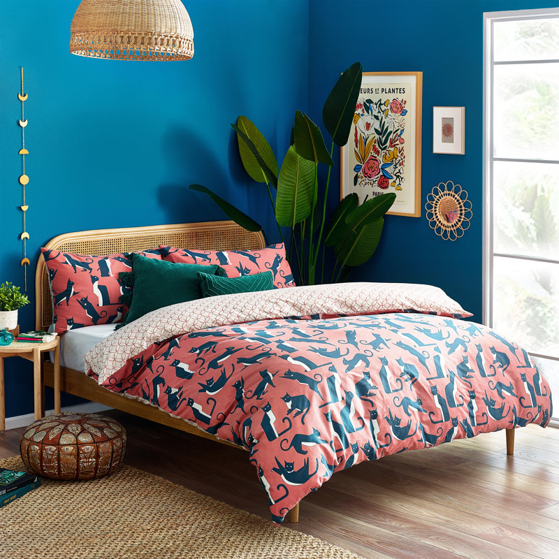 Kitta Cotton Blend Animal Print Duvet Cover Set with Pillowcases, Single Duvet Cover + 1 Standard Pillowcase