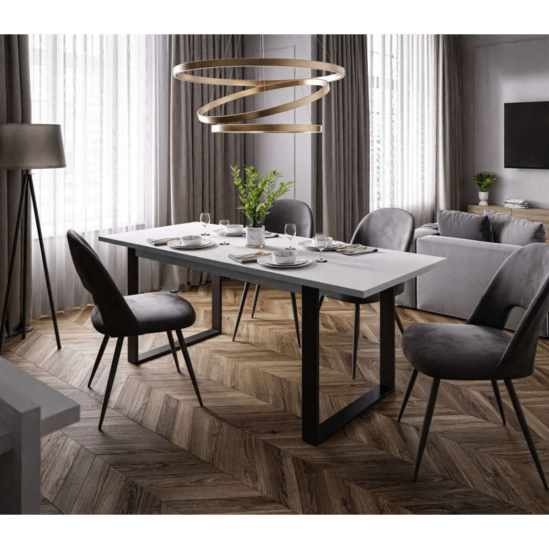 Akshita Rectangular Dining Table, Black, Grey/Brown/Blue