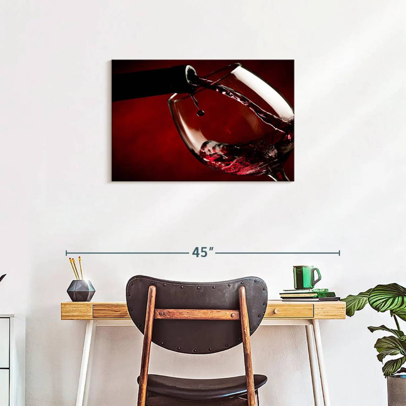 «Red Wine Wine Glass», reproduction sur toile, H 20 po x l 30 po x P 1,25 po