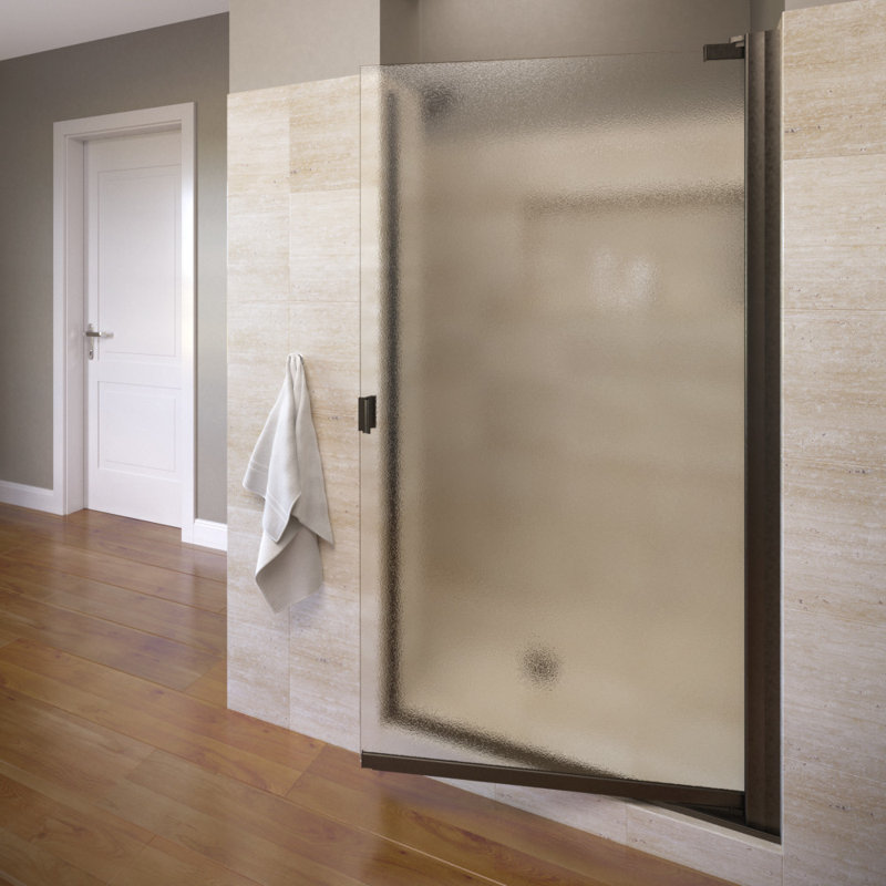 Armon 30.25" W x 66" H Pivot Semi-Frameless Shower Door, Obscure, Oil Rubbed Bronze