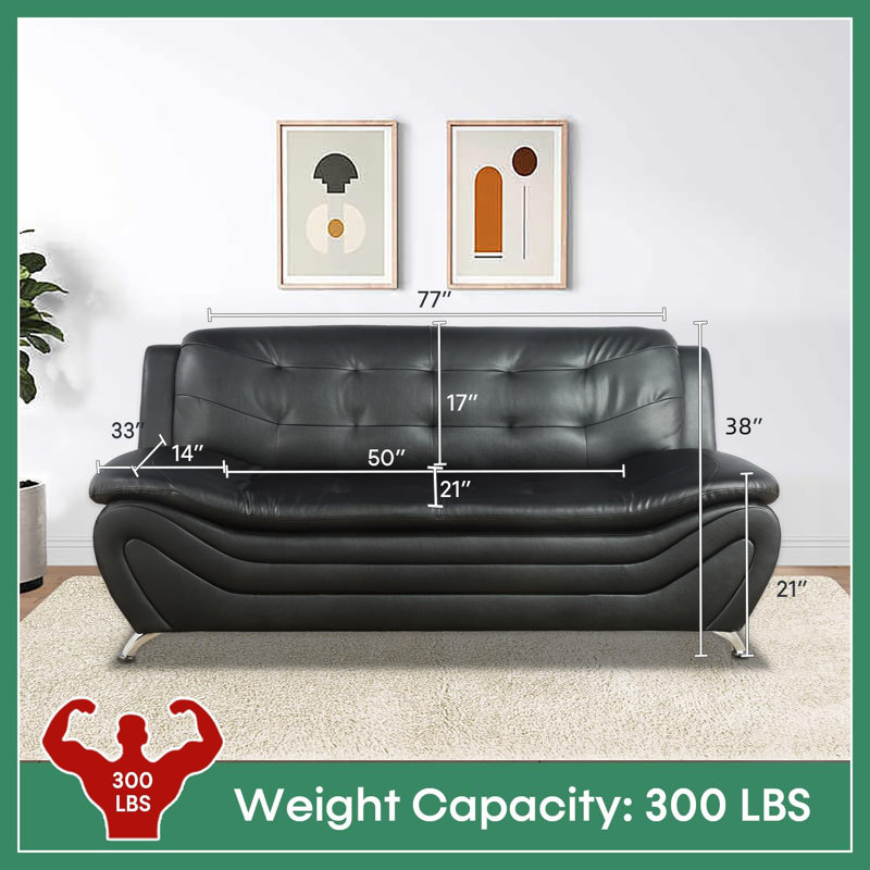 Chellie Upholstered Sofa, Black