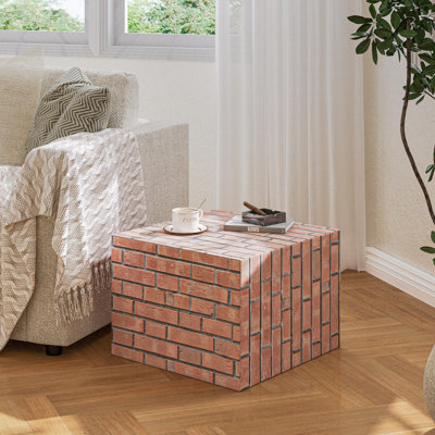 Pouf rectangulaire moderne à motif brique – Repose-pieds Lisle en velours et siège d'appoint | Cube à texture brique imitation pour salon, chambre, chambre d'enfant et espaces publics – Doux, élégant et polyvalent