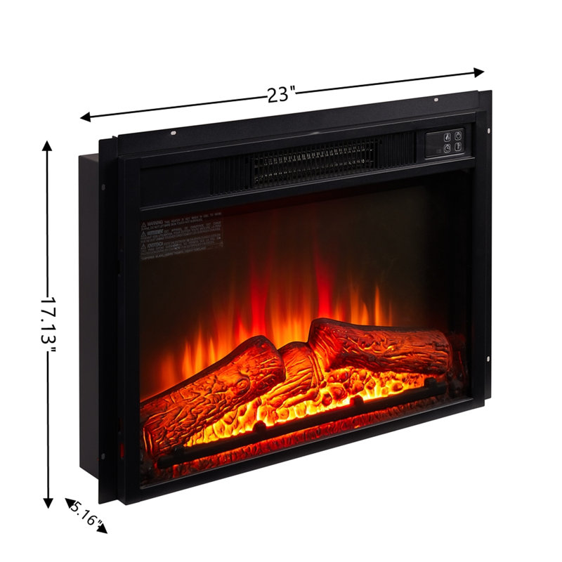 1400W, 120V, 23 - Inch Electric Wall Fireplace, Led Screen, 3 Flame Intensities, Adjustable Temperature, Time Setting 23" Fireplace Insert, Remote, Touch Button, Realistic Show, 20 Temperature