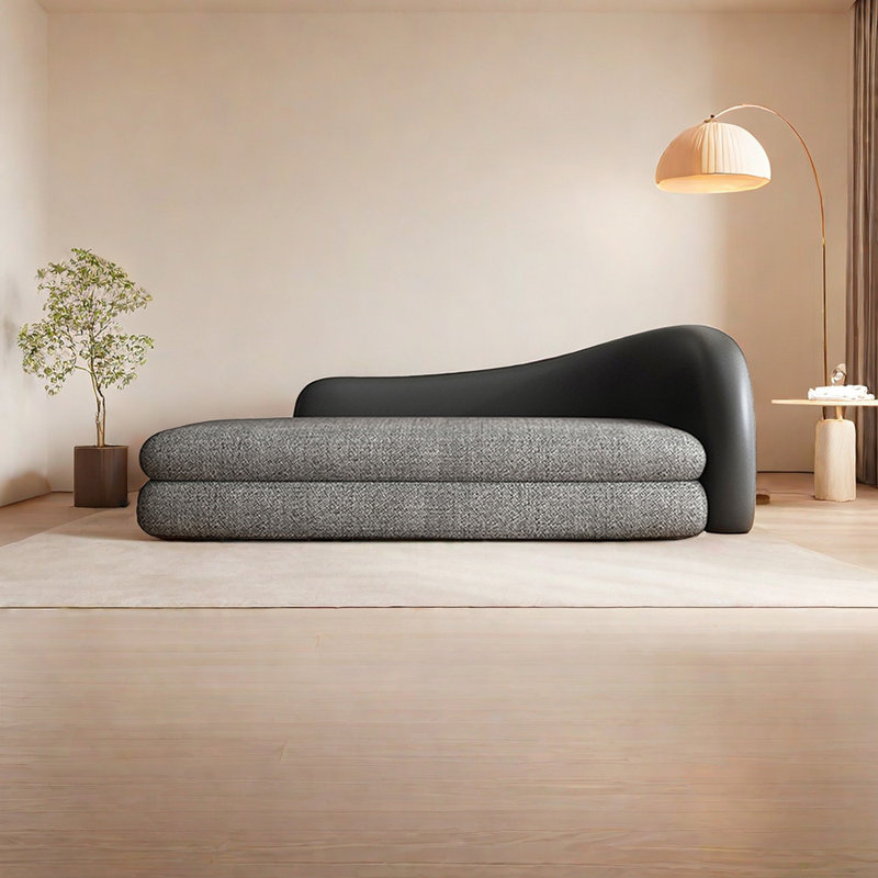 Chaise longue rembourrée Comfortable Living Room, Gris, Accoudoir à droite (vu de face)