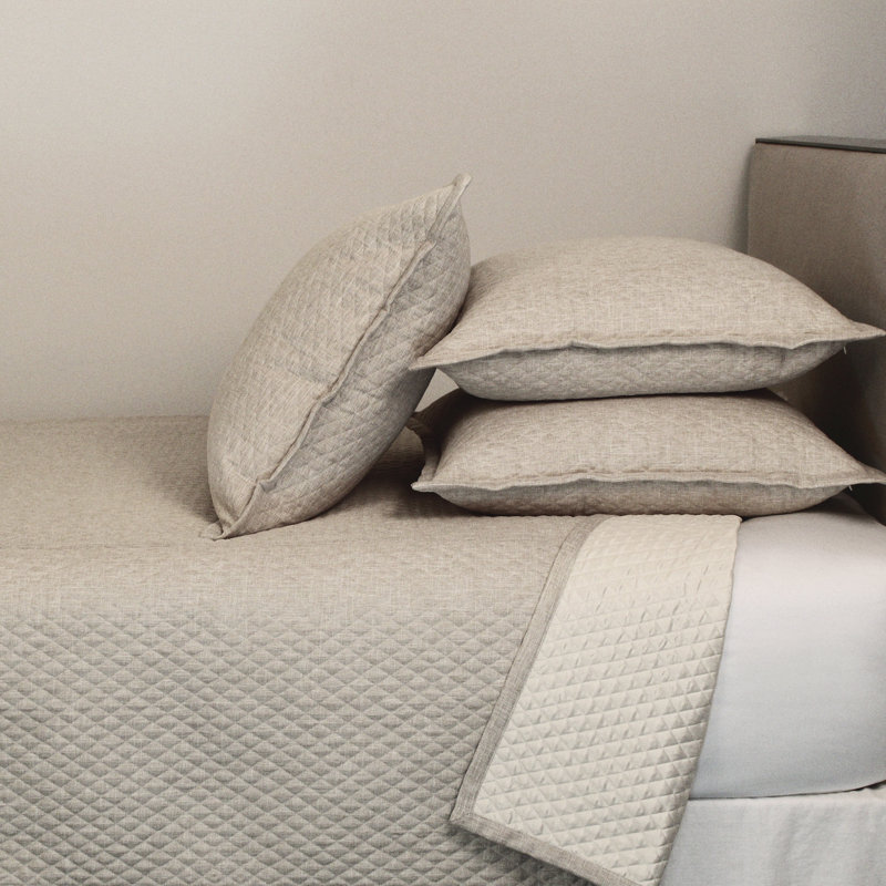 Faux Flax Coverlet Set , Pumice, King Coverlet + 3 Euro Shams