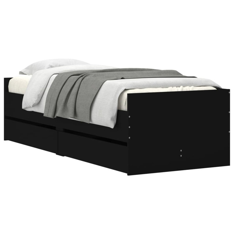 Nikash Bed, Black, Single ( 90 x 190 cm)