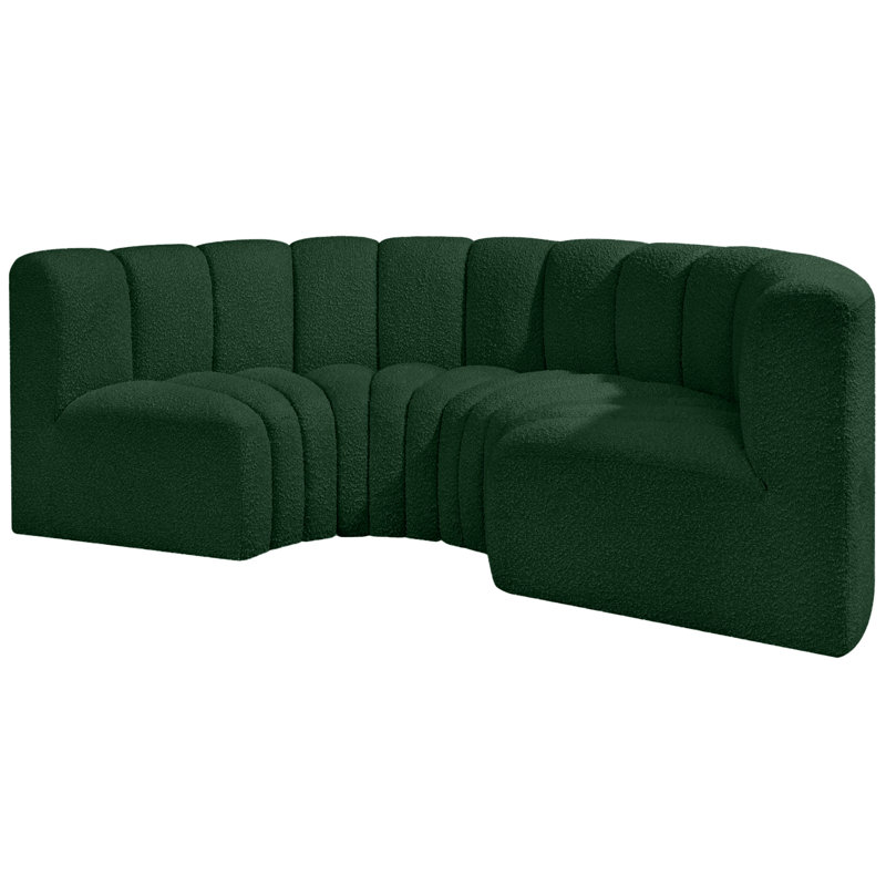 Canapé et méridienne rembourrés Hiten, Tissu bouclé vert