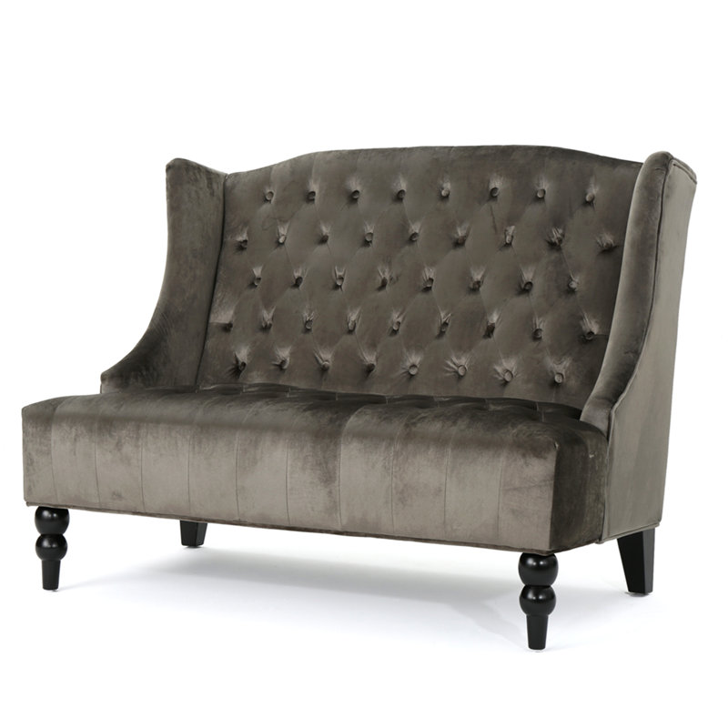 Causeuse, 50.25" W, Grey Velvet, Grey