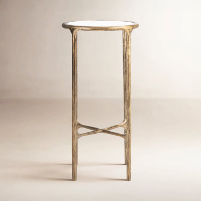 Evelynn Glass Cross Legs End Table by Joss and Main