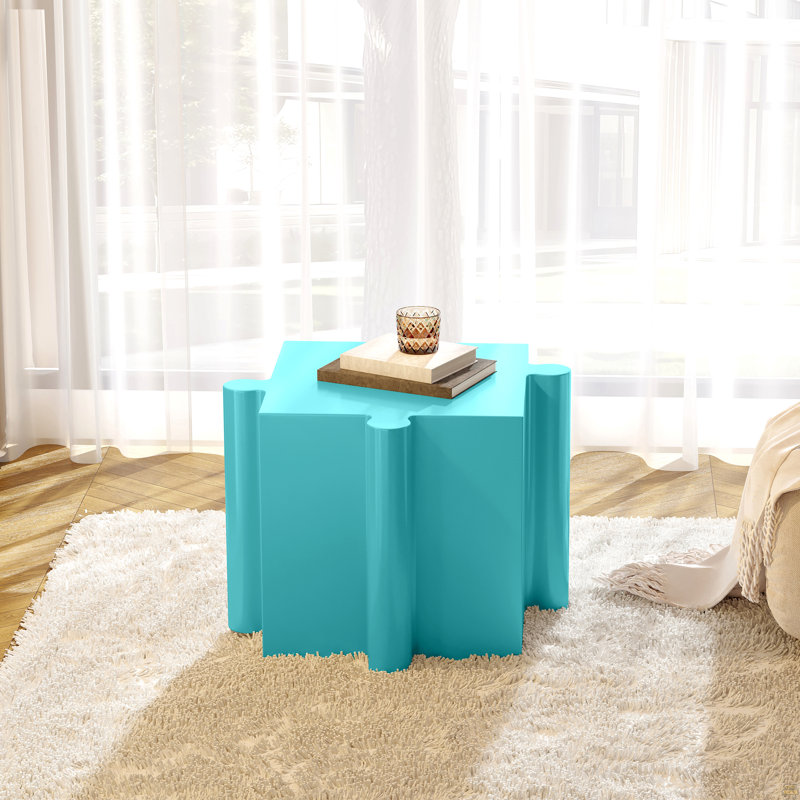 Art Side Table, Modular Convex Edge MGO Table, Light Blue