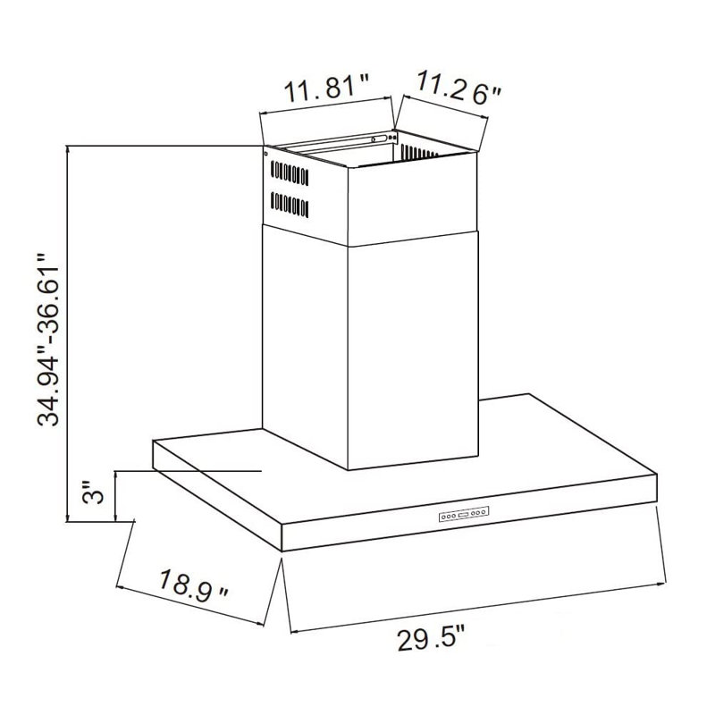 Hotte murale en acier inoxydable NOvel - 900 CFM pour une ventilation efficace pour une cuisson efficace - commande tactile, éclairage DEL et fonctionnement silencieux - parfait pour les cuisines modernes | PRO-NWZ01