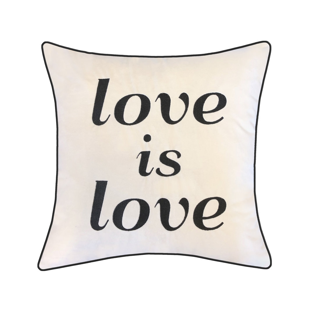 Edie@Home Embroidered "Love Is Love" Decorative Throw Pillow Fresh Ideas 