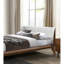 Superbe ensemble de chambre à coucher en noyer de 3 pièces avec grand lit et tables de chevet 2X Tables de chevet rembourrées en tissu à oreilles de style moderne Mid-Century-1874650724
