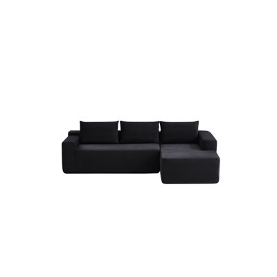96.9" Cloud Sectional Couch With L-Shape Chaise,Modern Modular Sofa With Deep Seat, Upholstered Couches For Living Room Bedroom,No Assembly Required, (Corduroy Fabric),Black