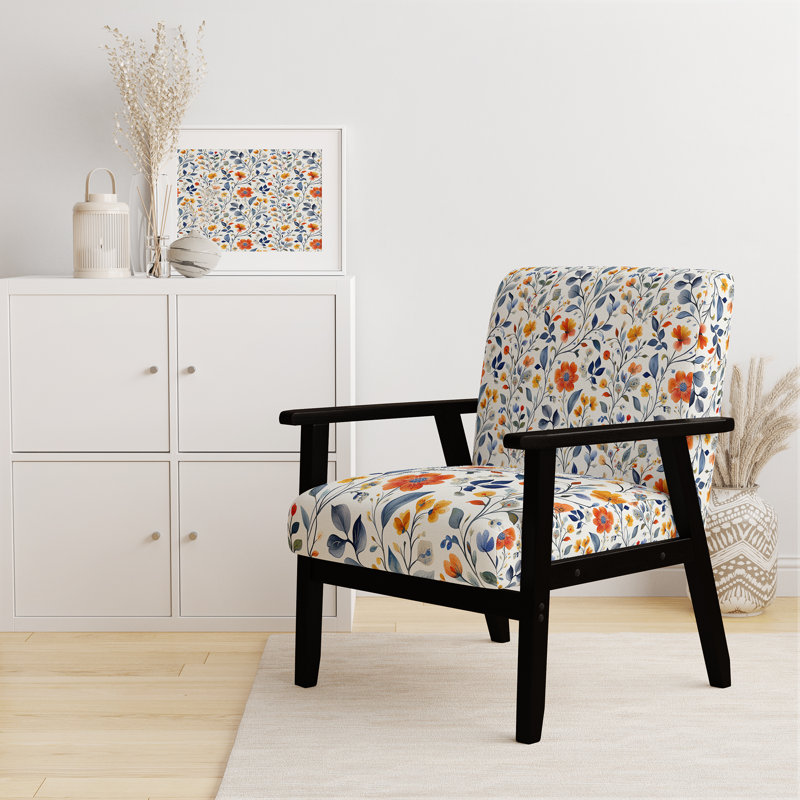 Chaise d'appoint Boho, Accoudoirs carrés noirs