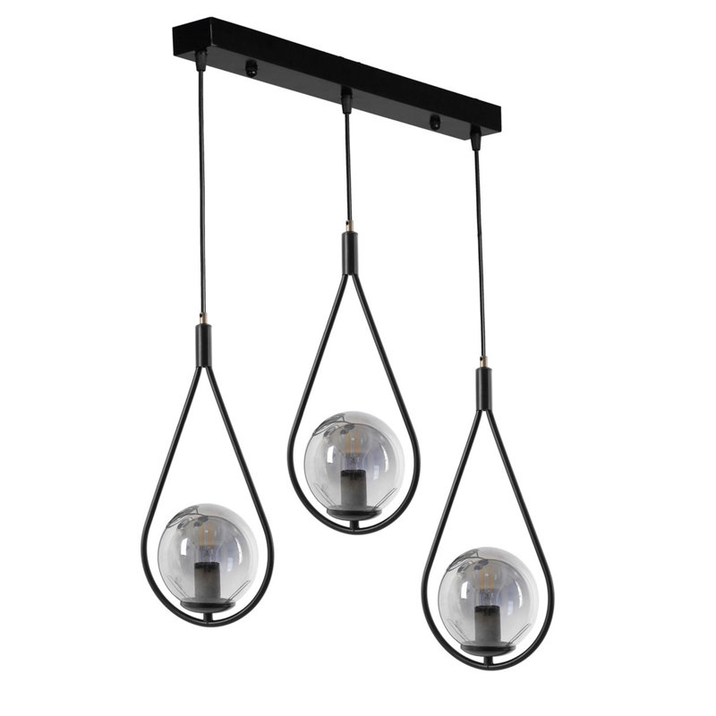 Lustre industriel scandinave, métal noir, 21,7 po x 7,9 po | Hauteur réglable, douille E27 (40 W maximum) | Peinture séchée au four et revêtement dégringolé | Parfait pour la décoration intérieure moderne et les espaces repas, fabrication 100% métal
