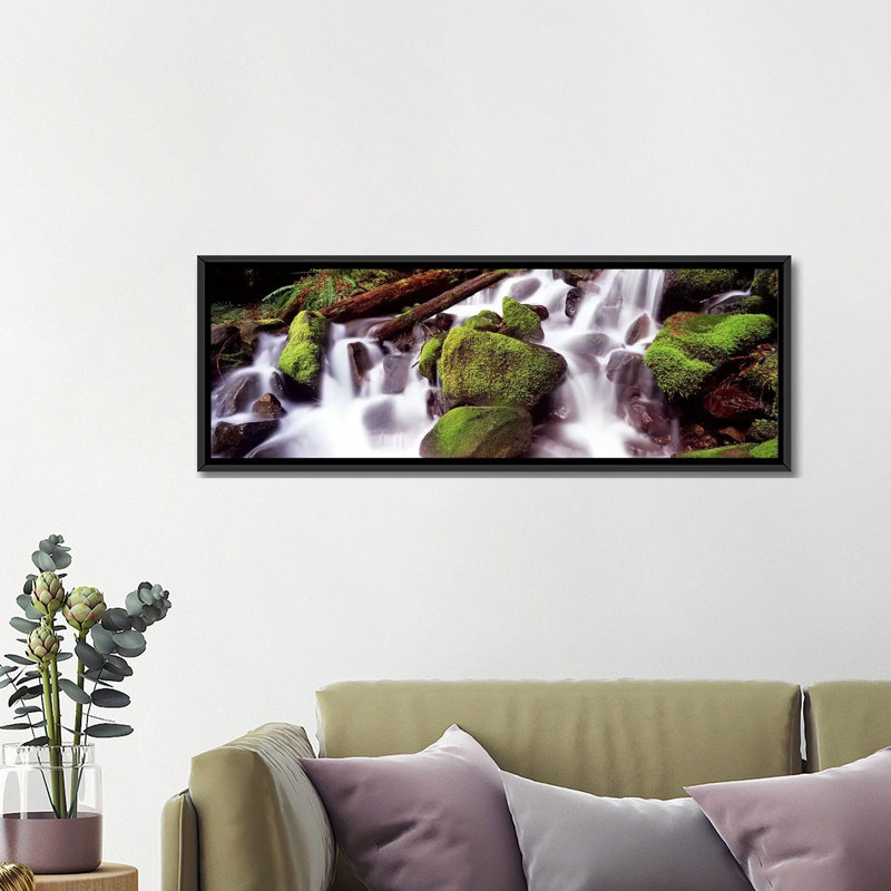 «Cascade d'eau dans une forêt tropicale, parc national olympique, Washington State», reproduction de photo sur toile