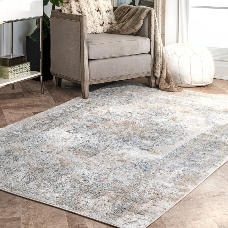 Tapis oriental argenté Andrus, Rectangle de 5 pi x 8 pi