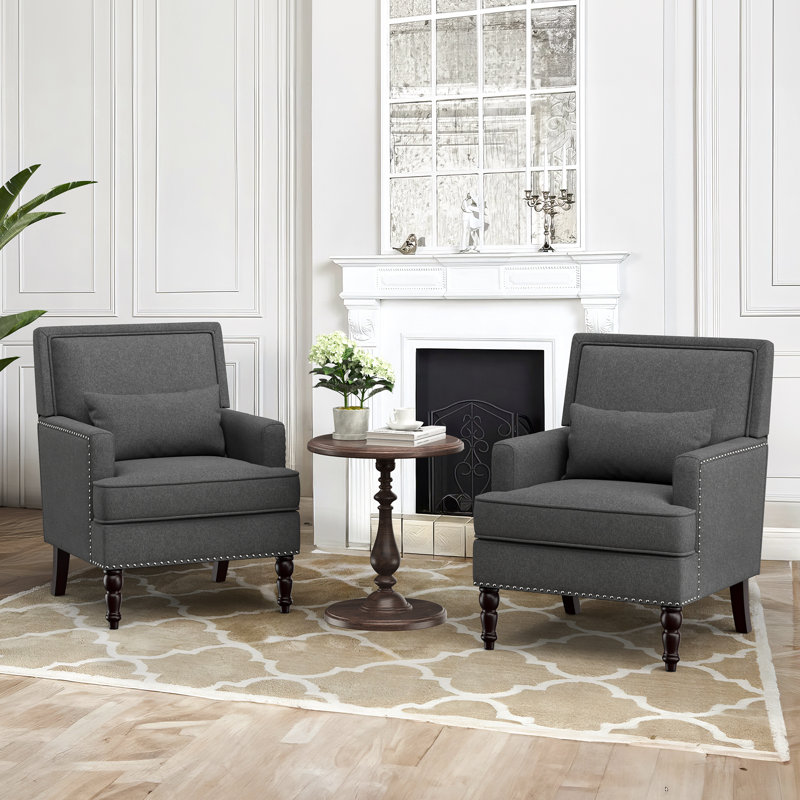 Arafa Upholstered Armchair, Carbon Gray Linen