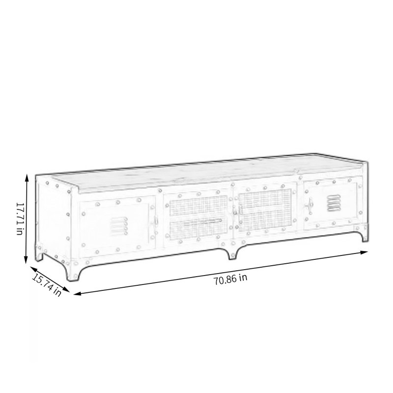 Storage Credenza, Silver, 70.86"