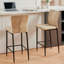 Vintage Suede/Velvet Diamond Pattern Upholstered High Back Bar Stool-1822455355