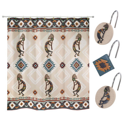 Ensemble de rideau de douche et crochets Avanti Linens Navajo Dance