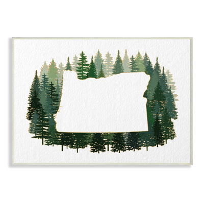 " Oregon State Outline Green Pine Tree Forest "