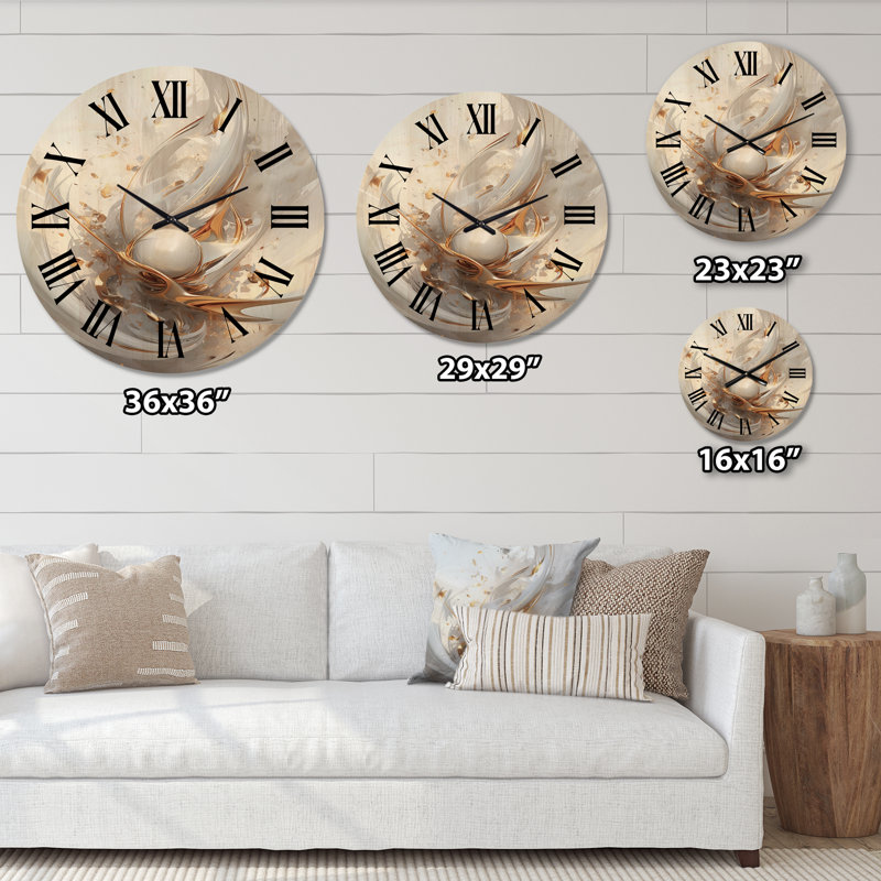 Horloge murale Fractal Gold Sphere On White II - Fractals, Très grand