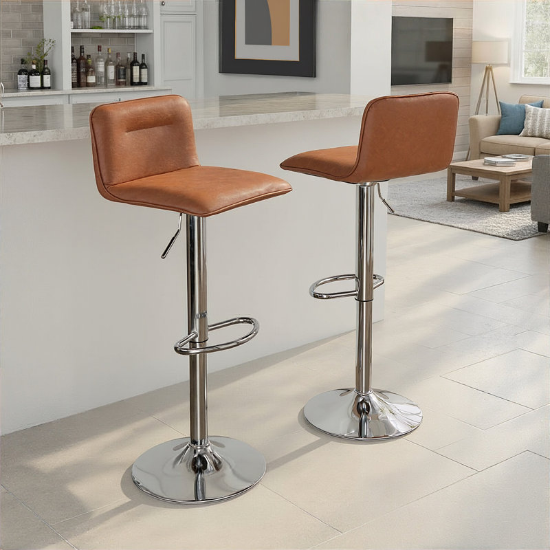 Tabouret de bar réglable, Brun / cuir PU
