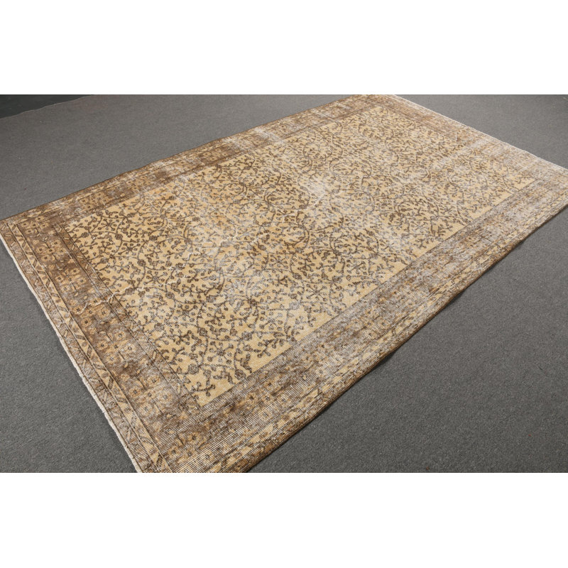 Grand tapis turc rétro Oushak idéal pour décorer un salon rustique