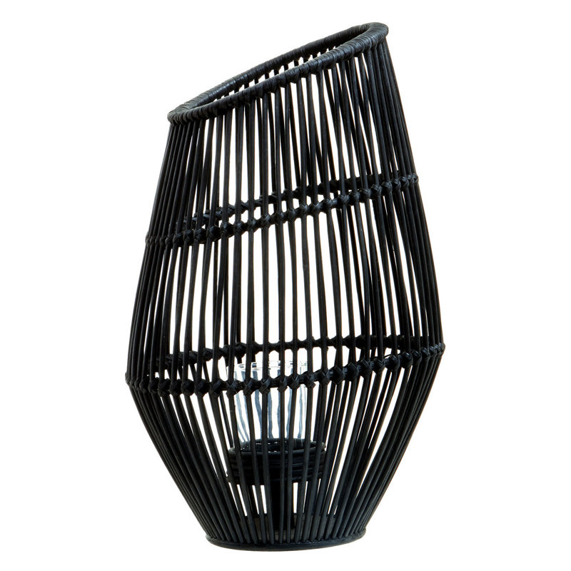 Bourbeau Wicker Tabletop Lantern, Black