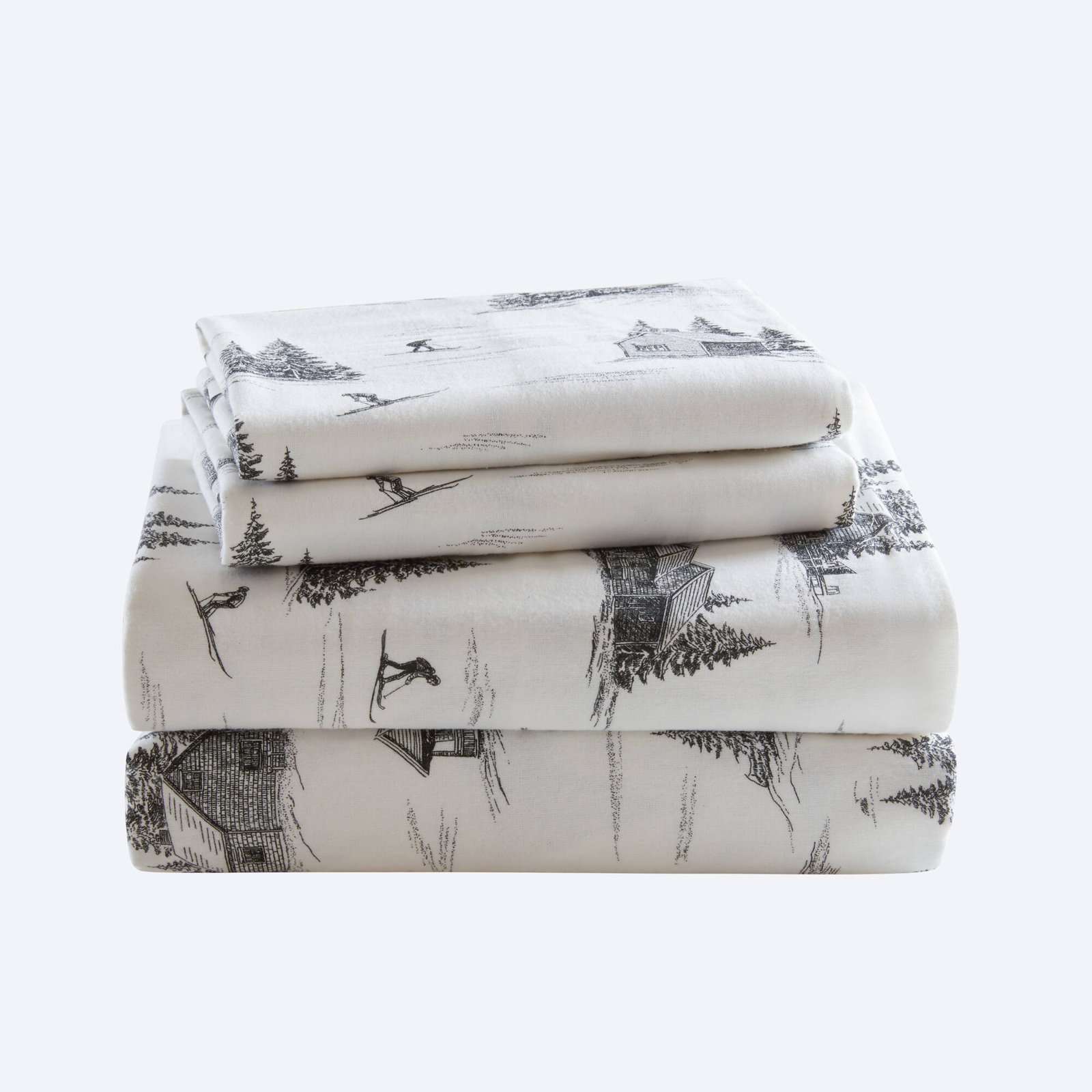 Woolrich Cotton Flannel Sheet Set, Twin, Ski Cabin