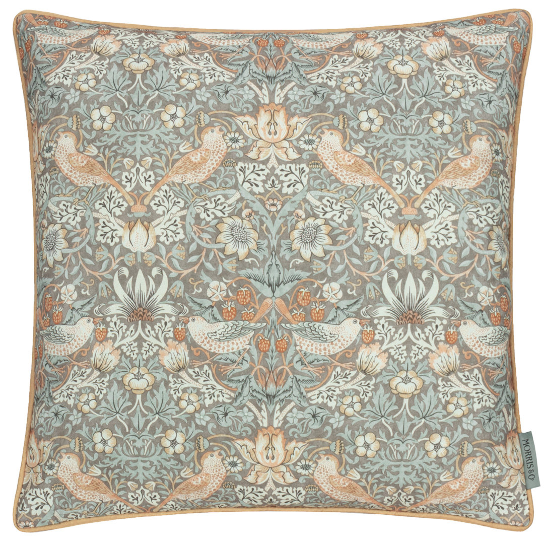 Strawberry Thief Indoor / Outdoor Floral Square Throw Pillow Cover