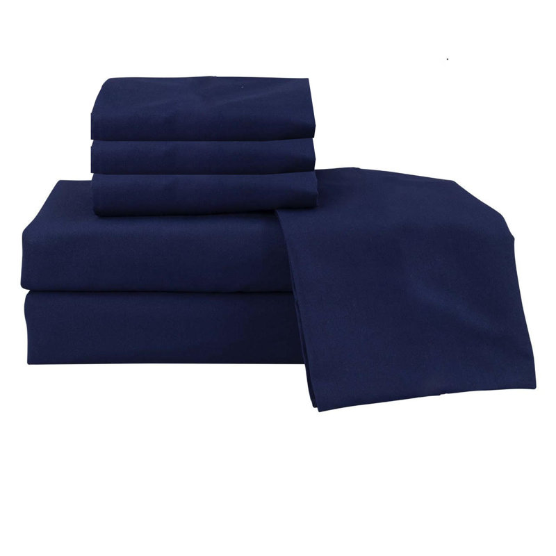 Jaree 6-Piece Rayon Hotel Sheet Set, King, Navy