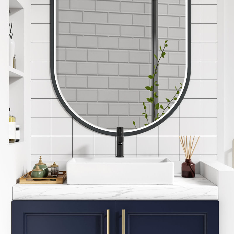 Meuble-lavabo vasque rectangulaire en céramique blanche