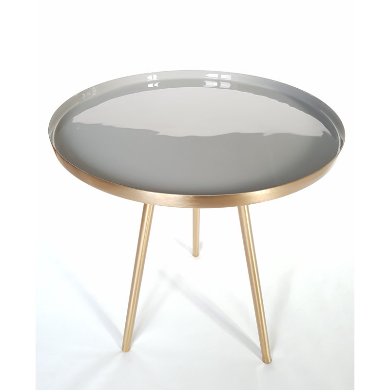 Roger Tray Top End Table, Brass, Grey