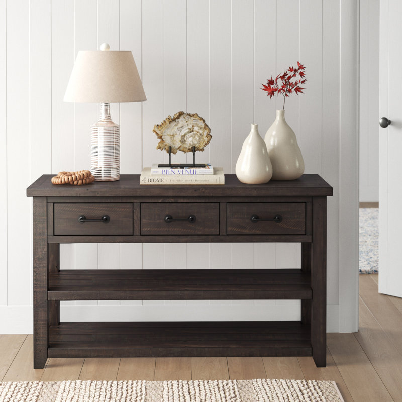 Console en bois massif 50 po Karley, Marron foncé