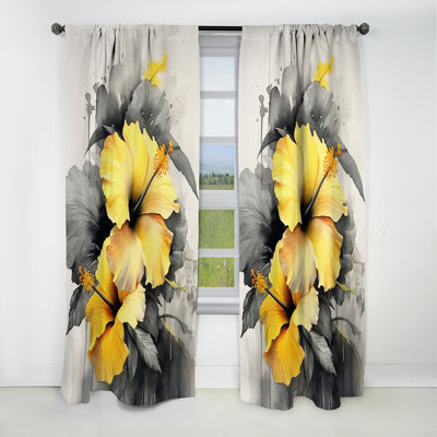 Garrity - Hibiscus Curtain - Blackout Floral Curtain - 1 Panels