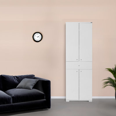 Stylish Multi-Purpose Cabinet, White, 23.6 x 73.6 x 15.7 inches | Coated Particle Board, Thickness: 0.6 inches | Features 1 Drawer & Multiple Shelves, Wall-Mountable, Modern Design for Home & Office